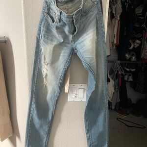 Machine low rise- straight leg Denim Jeans with Blue Hue sold by Vici